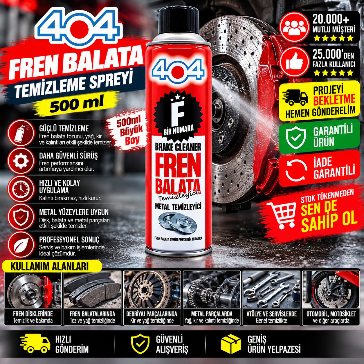 404 Fren Balata Temizleme Spreyi 500 ml