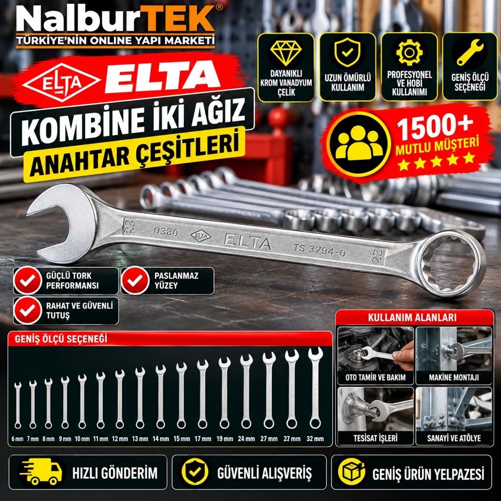 Elta Kombine İki Ağız Anahtar 19mm