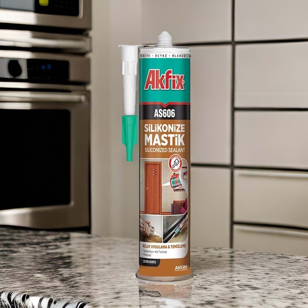 Akfix Silikonize Mastik Beyaz AS606 500gr