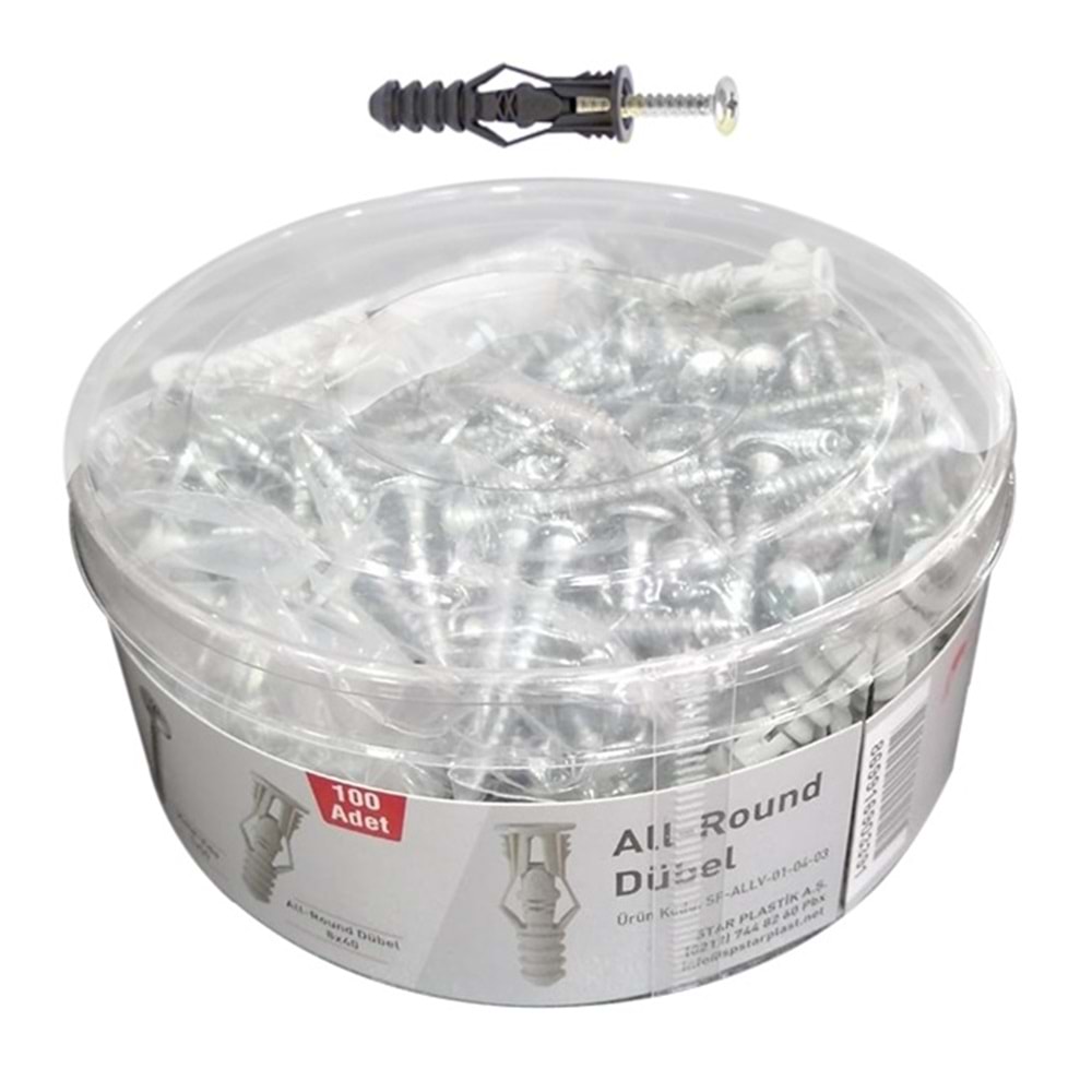 Sp Star Kalibre Takım Dübel Vida Dübel Set 8mm (100 Ad)