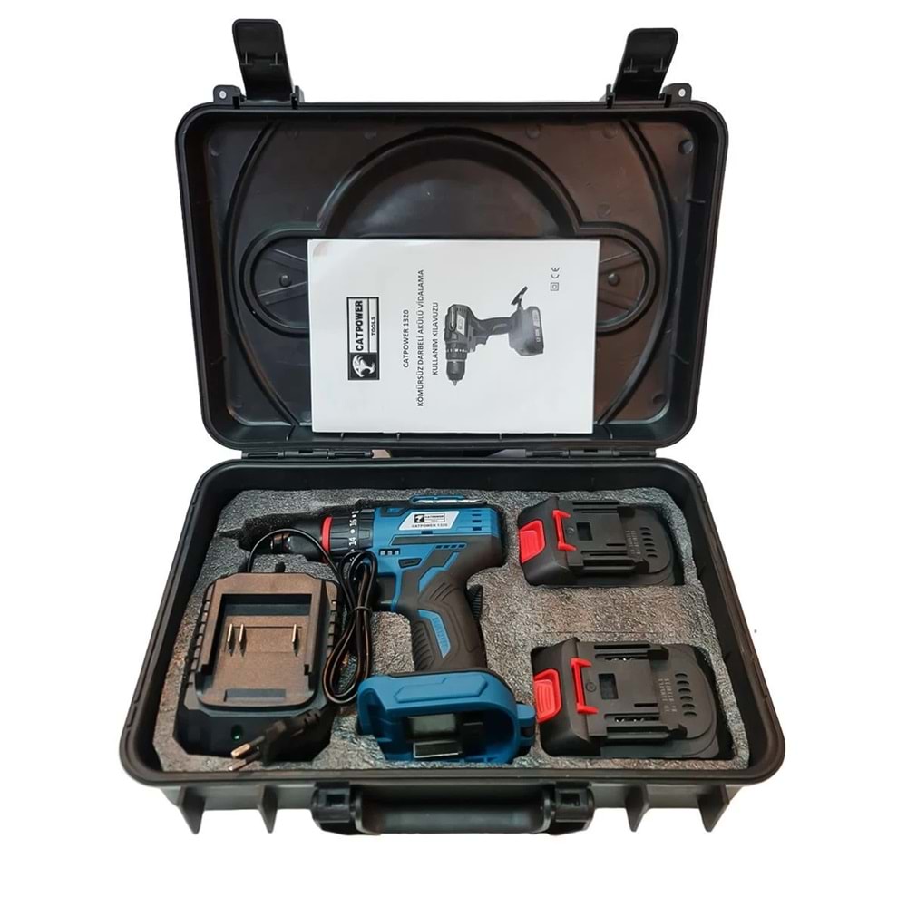 Catpower 1320 Akülü Şarjlı Vidalama Darbeli Matkap Kömürsüz 20V 2.0Ah