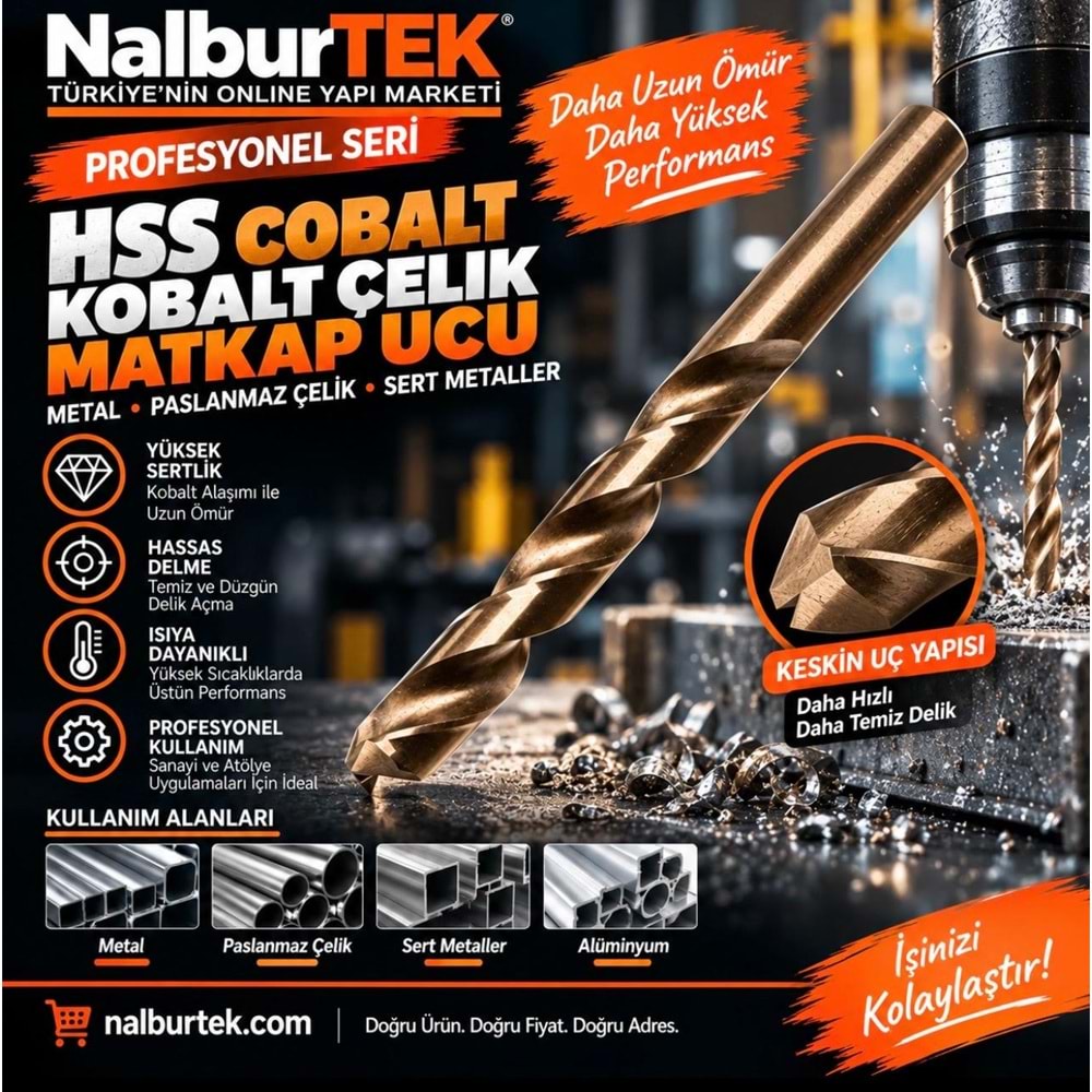 Hss Cobalt Kobalt Çelik Matkap Ucu 7,5mm