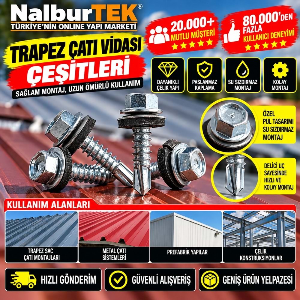 Trapez Çatı Vidası 4.8x32