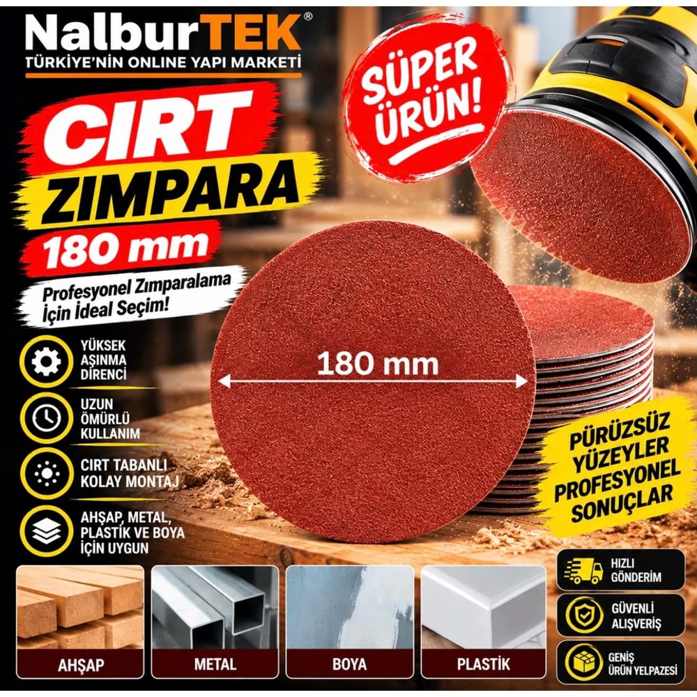 Cırt Zımpara 180mm 40 Kum