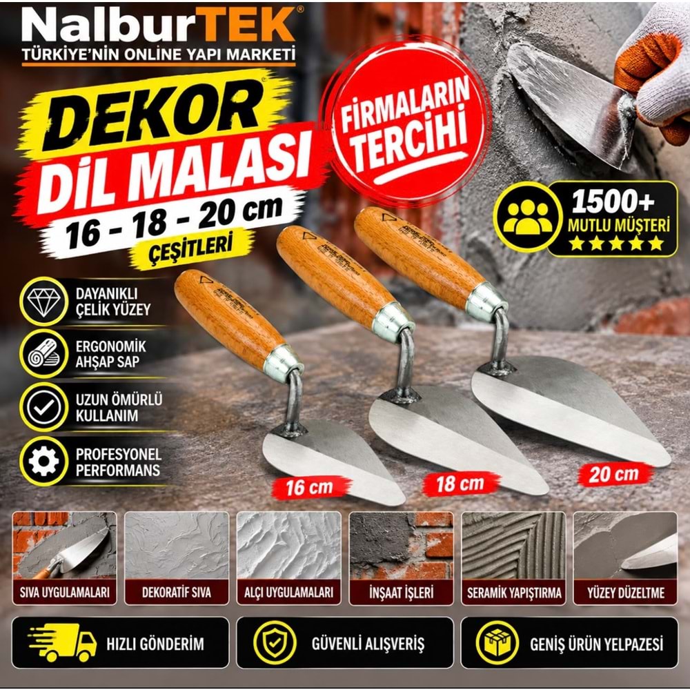 Dekor Dil Malası 18cm Ahşap Saplı