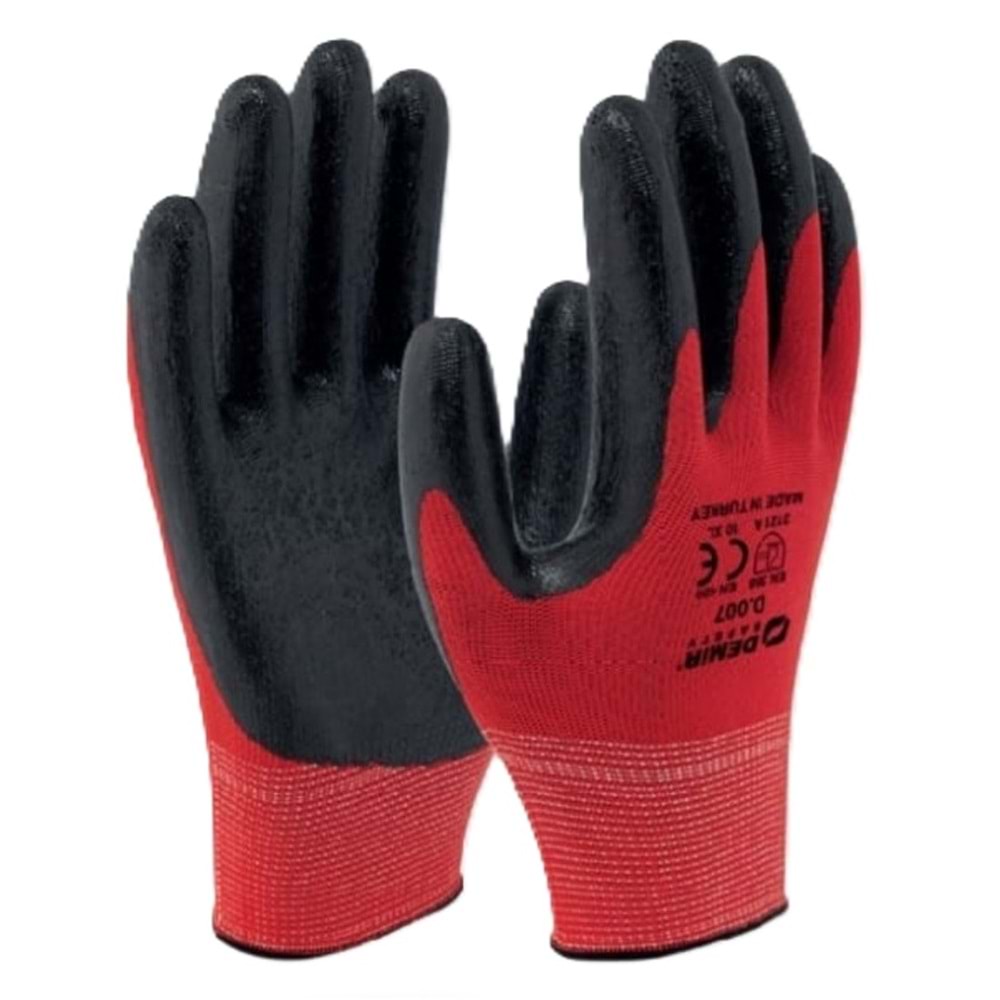 Demir Nitril Eldiven Kırmızı Beyaz D007 10 No Demir Nitril Eldiven Kırmızı Beyaz D007 10 No