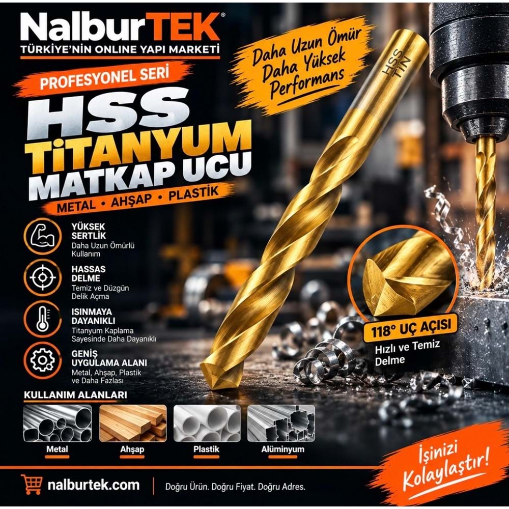 Hss Matkap Ucu Titanyum Kaplı DIN 338 1.5mm