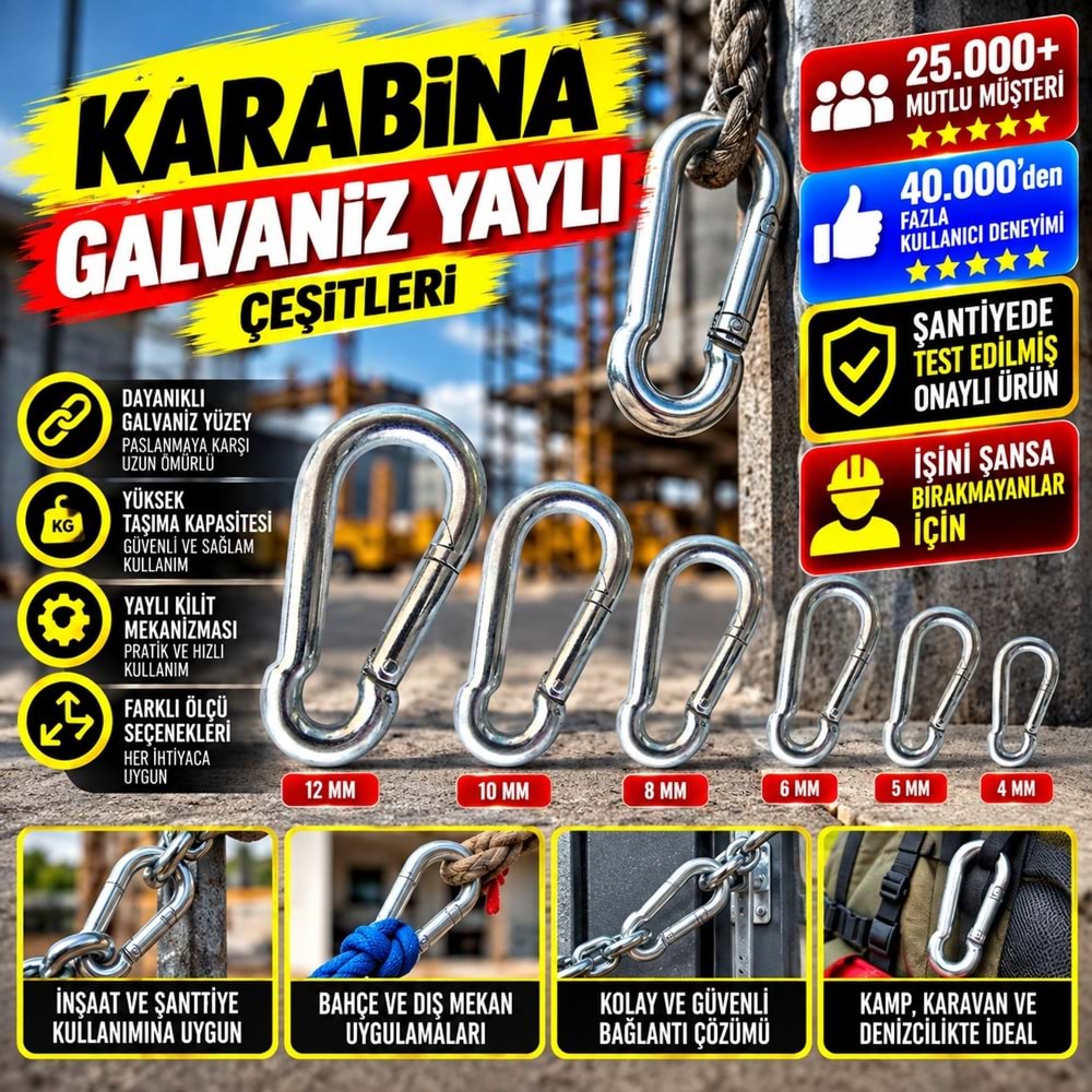 Karabina Galvaniz Yaylı 12mm