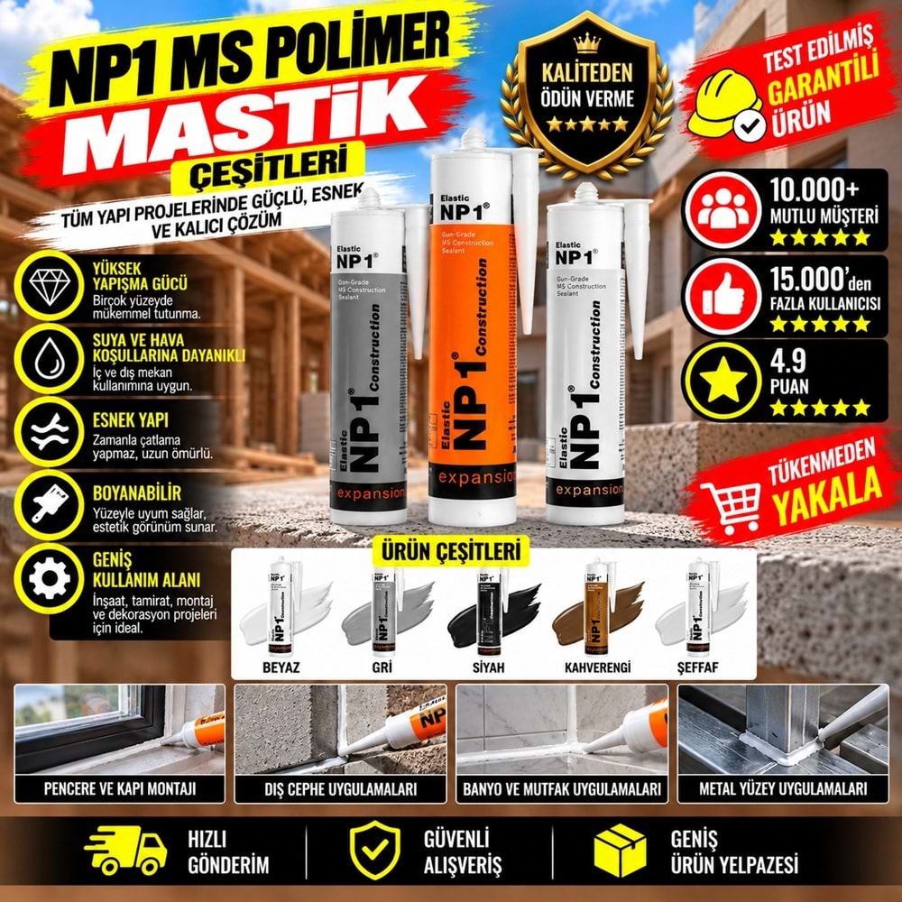 NP1 Ms Polimer Mastik 290ml Kristal Şeffaf