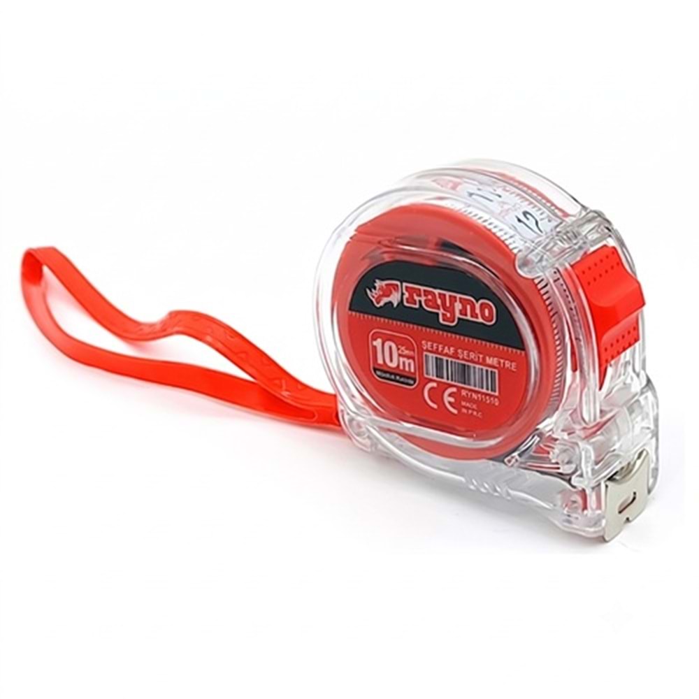 Rayno Şeffaf Pro Şerit Metre 10x25mm