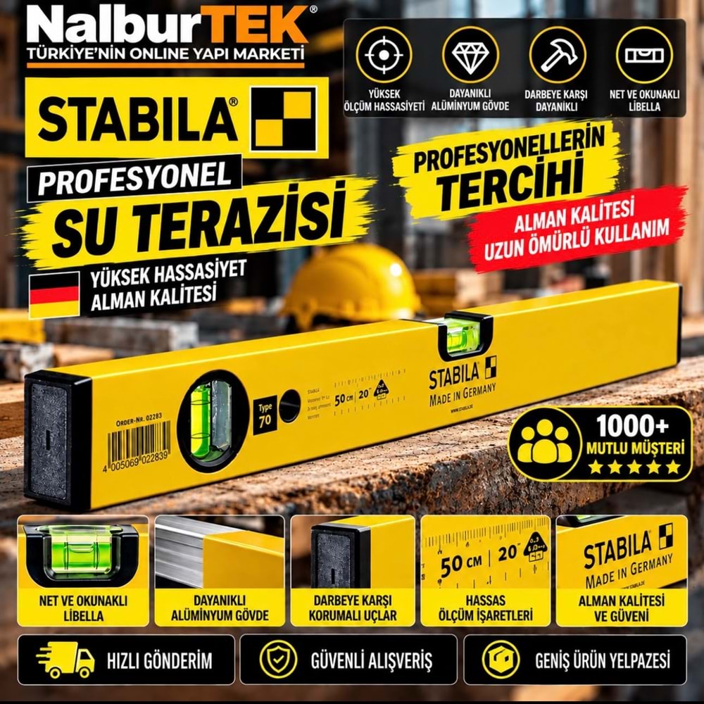 Stabila Profesyonel Su Terazisi 60cm