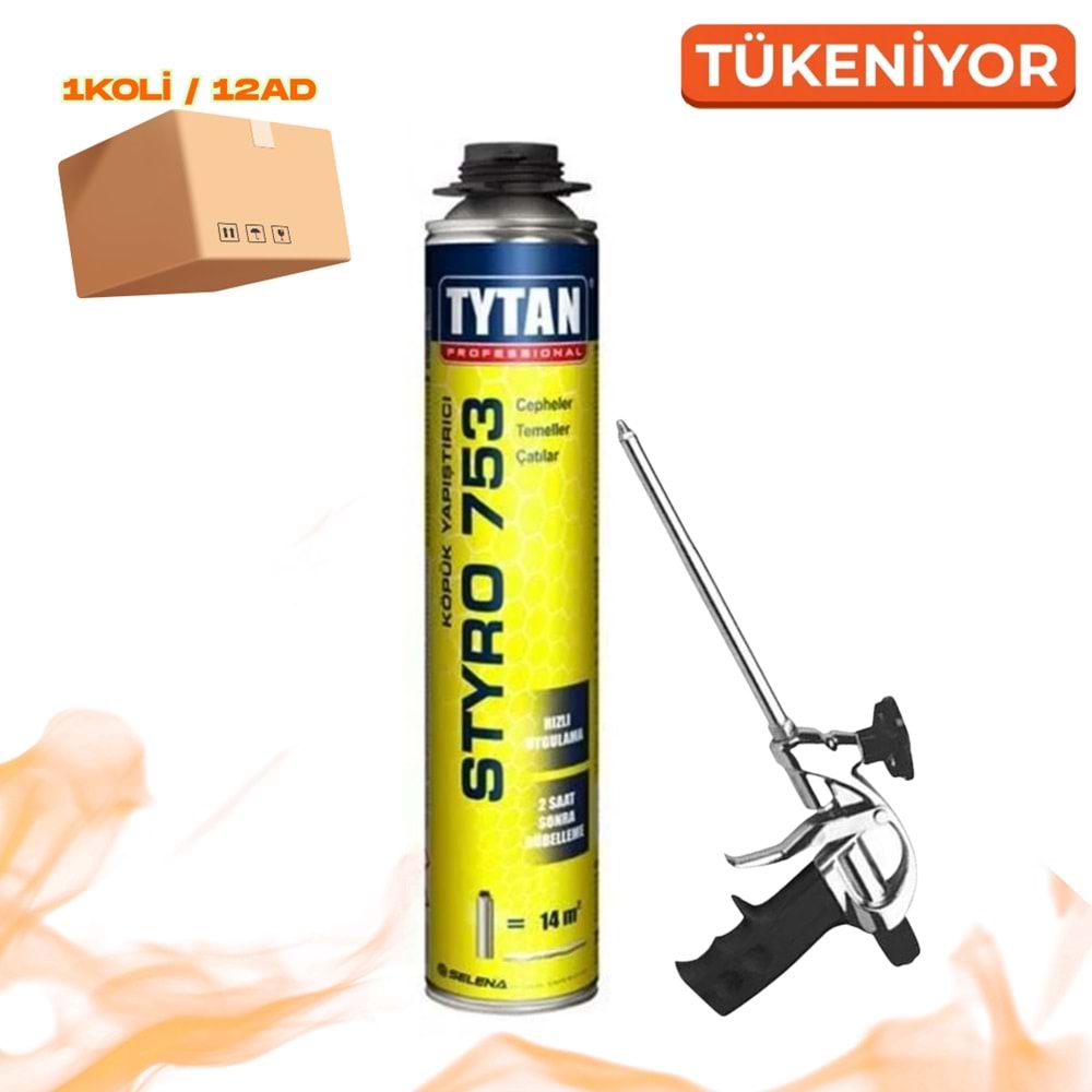 Tytan Styro 753 Tabancalı Mantolama Köpük 12 Adet + Ultra Pu Köpük Tabancası