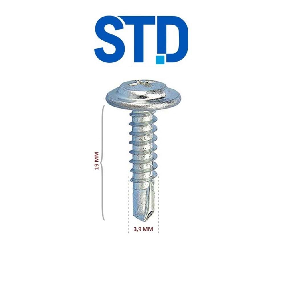 STD Pul Başlı Matkap Uçlu Vida RYSB 3.9x19 (1500 Ad)
