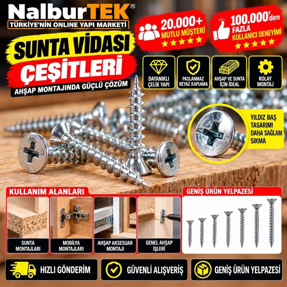 Sunta Vidası 4x70 (200 Adet)