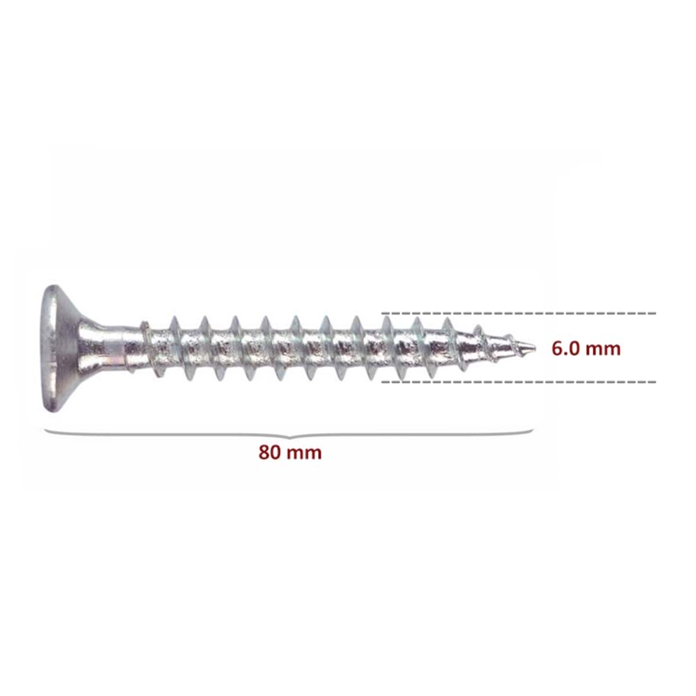 Sunta Vidası 6x80 (100 Adet)
