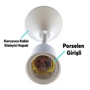 Askılı Muhafazalı Porselen Duy Tij Takımı