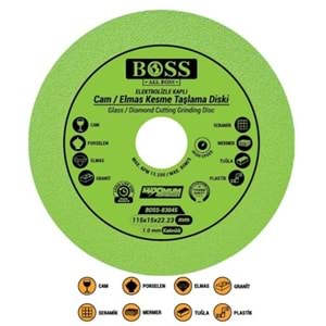Boss Hassas Cam Seramik Granit Tuğla Plastik Kesici Disk 115mm