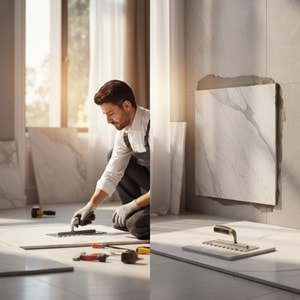 Dekor Mermer Malası Alüminyum Saplı 30 CM