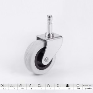 HTS Pimli Döner Mobilya Tekeri Gri 50x20