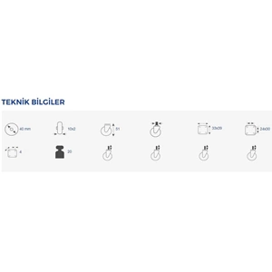 HTS Tablalı Plastik Küçük Mobilya Tekeri 40lık