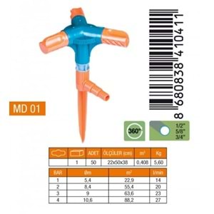 Medalyan Turbo Sprink Fıskiye Sulama 3 Lü