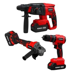 Rodex RDX3003 Makine Seti 3 Lü 20V 2x4.0Ah