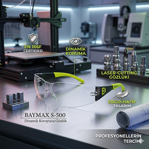 Baymax S-500 Dinamik Koruyucu Gözlük Güvenlik Gözlüğü Şeffaf