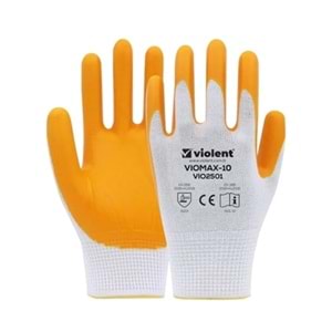 Violent Nitril Eldiven Sarı Beyaz Viomax 10 No