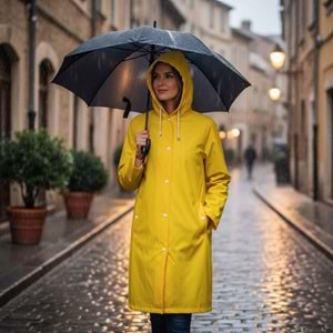 Pvc Lüks Yağmurluk Pardesü Tipi Sarı