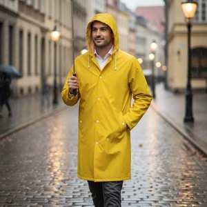 Pvc Lüks Yağmurluk Pardesü Tipi Sarı