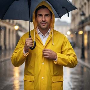 Pvc Lüks Yağmurluk Pardesü Tipi Sarı