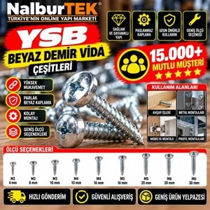 YSB Demir Vida Beyaz DIN7985 M5x15