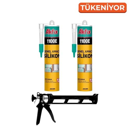 Akfix Silikon Beyaz 280gr 2 Adet + Hediyeli Silikon Tabancası Seti TÜKENİYOR!