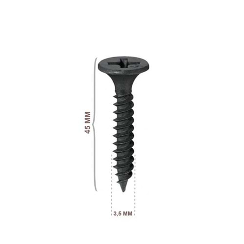 Alçıpan Vidası Sık Dişli Sivri Uçlu 3.5x45 500 Ad