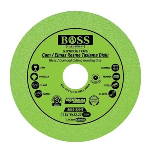 Boss Hassas Cam Seramik Granit Tuğla Plastik Kesici Disk 115mm