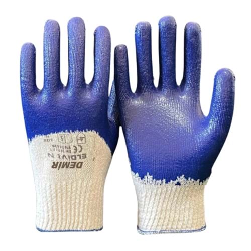 Demir Örme Pamuklu Nitril Eldiven Mavi 10 No