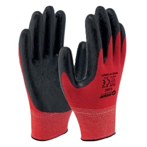 Demir Nitril Eldiven Kırmızı Beyaz D007 10 No