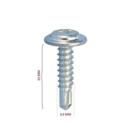 STD Pul Başlı Matkap Uçlu Vida RYSB 3.9x25 (1250 Ad)