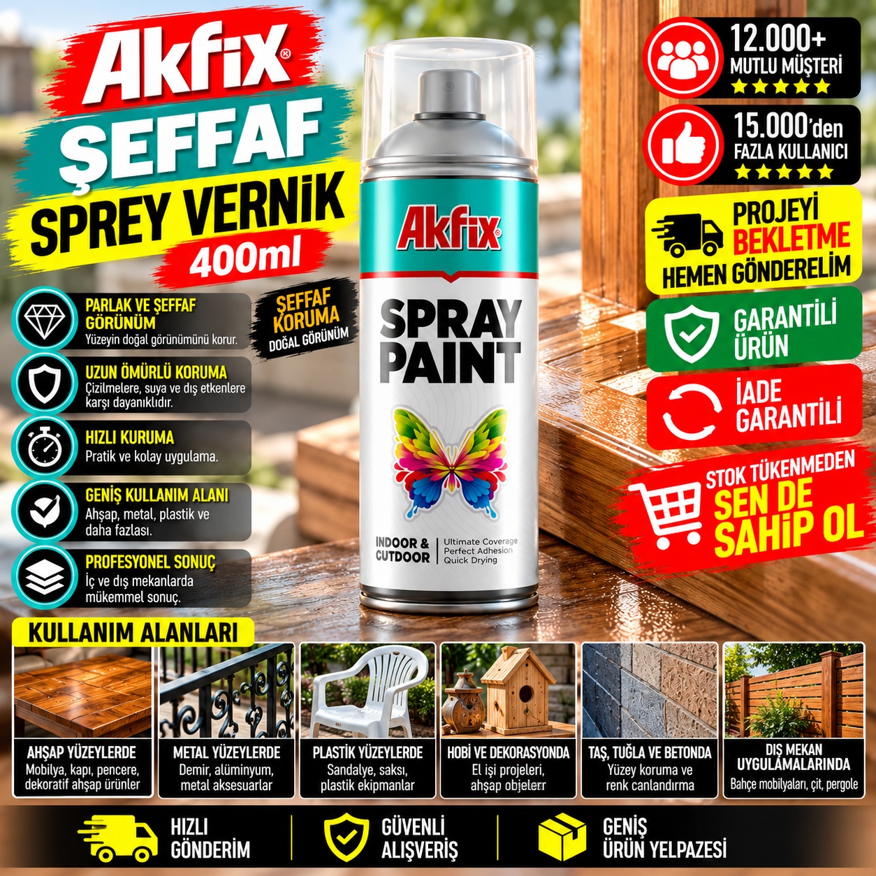 Akfix Şeffaf Sprey Vernik 400ml