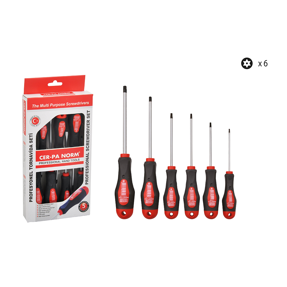Cer-pa Prosoft Delikli Torx Tornavida Seti Takımı 6 Parça