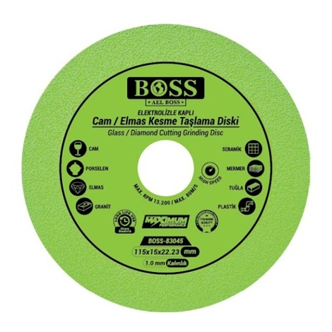 Boss Hassas Cam Seramik Granit Tuğla Plastik Kesici Disk 115mm