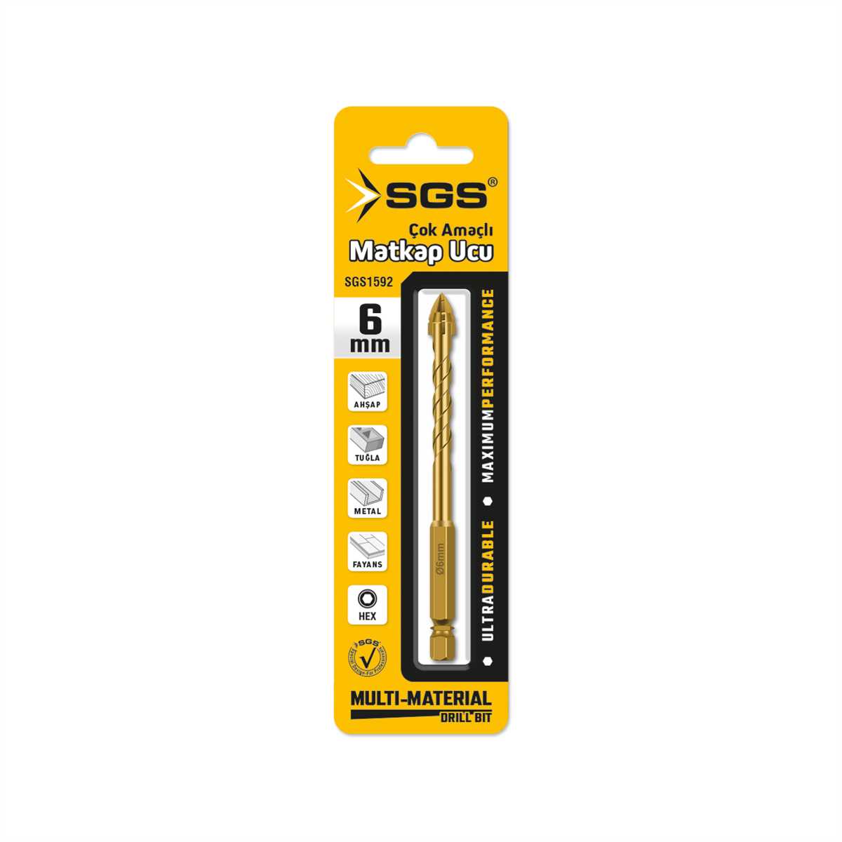Sgs Bits Saplı Delme Çok Amaçlı Matkap Ucu 6mm