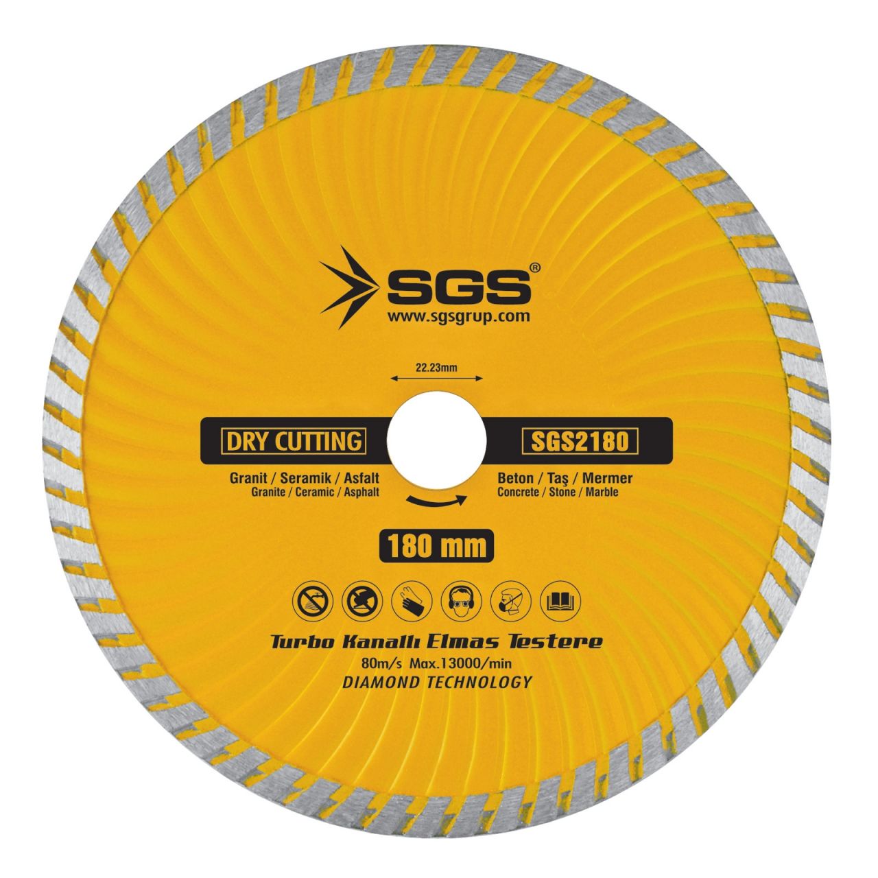 SGS Turbo Kanallı Elmas Mermer Granit Kesici Disk 115mm