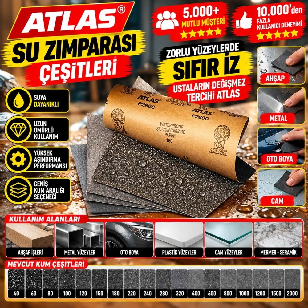 Atlas Su Zımparası 188 Kalite - 80 Kum