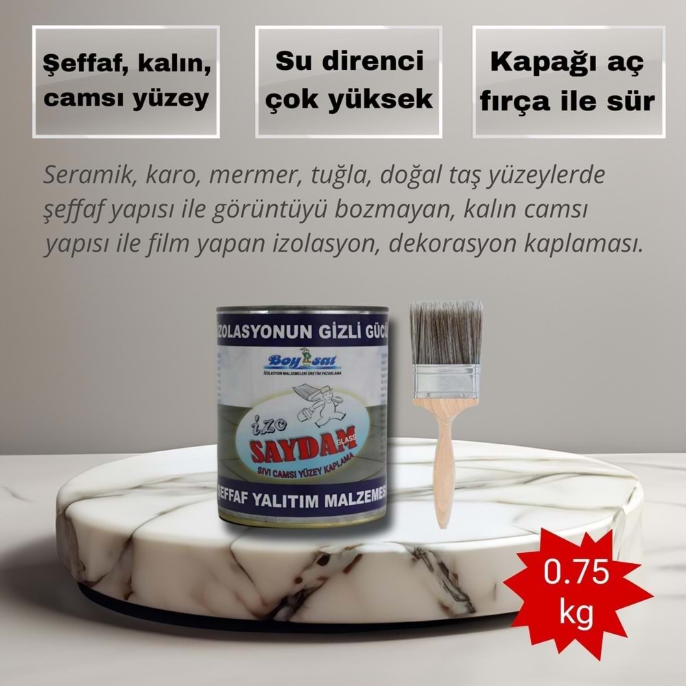 İzo Saydam Şeffaf Sıvı Cam 0.75 Kg