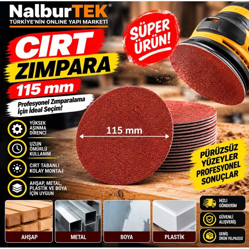 Cırt Zımpara 115mm 100 Kum
