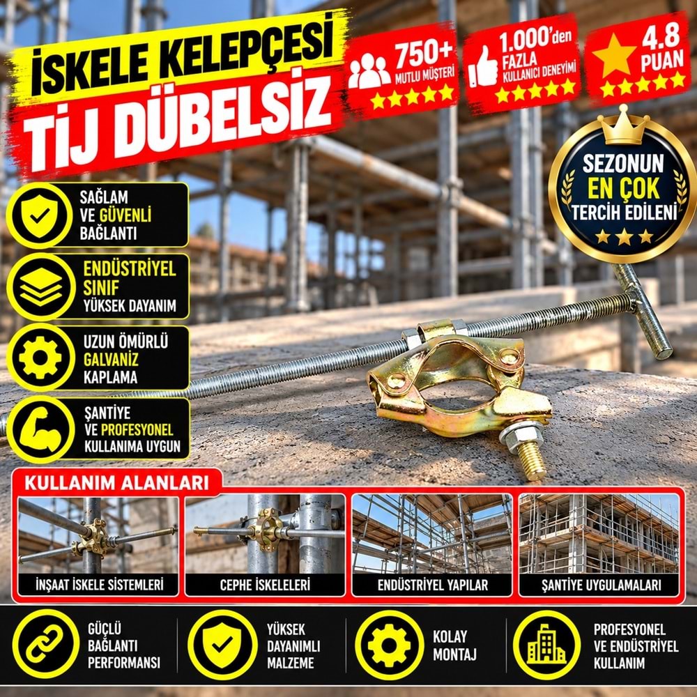 İskele Kelepçesi Tij Dübelsiz