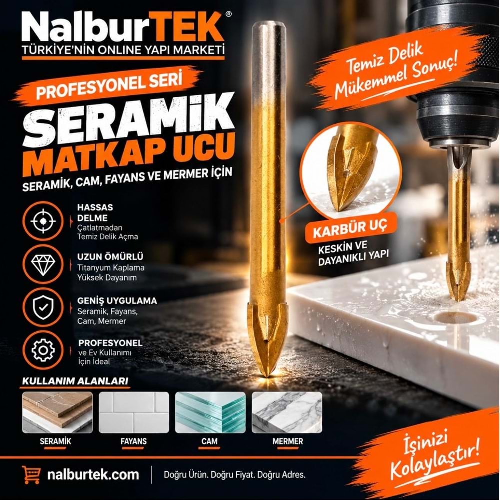 Cam Seramik Fayans Delme Matkap Ucu 7mm