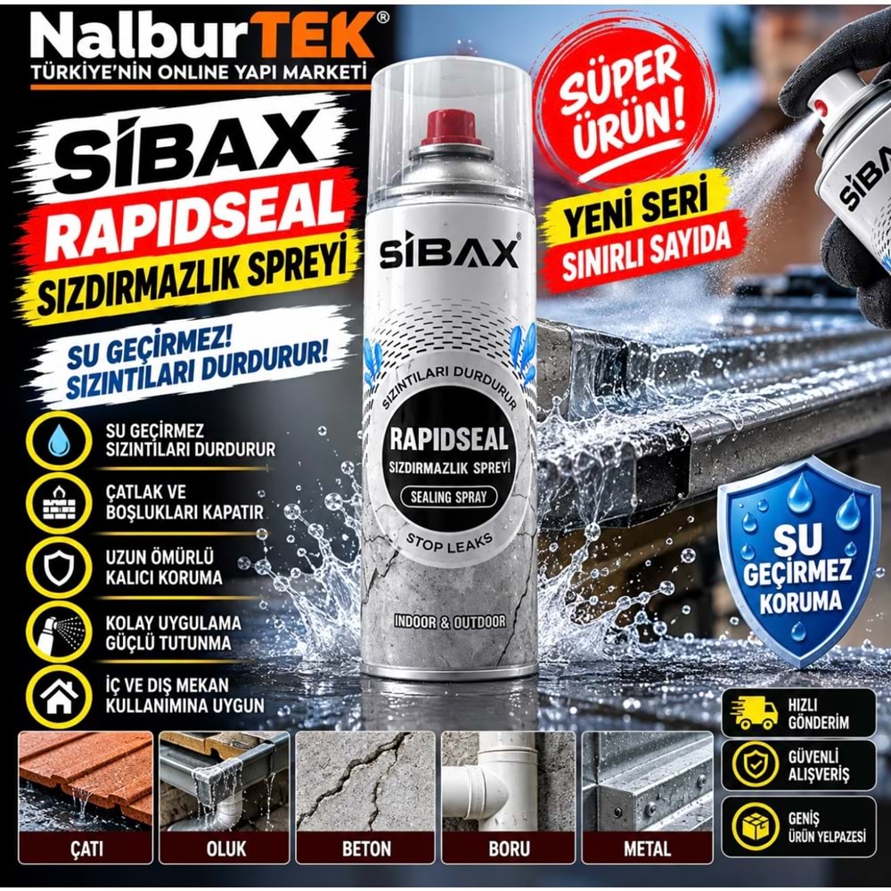 Sibax Sızdırmazlık Spreyi Su Geçirmez Rapidseal 400ml