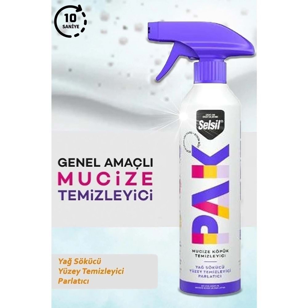 Selsil Pak Köpük Mucize Temizleyici Sprey 500ml (12AD)